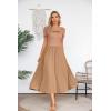 imageVICHYIE Womens Summer Dresses Cutout One Piece Ribbed Maxi Short Sleeve Casual Flowy ALine Long Midi DressKhaki
