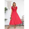 imageVICHYIE Womens Summer Dresses Cutout One Piece Ribbed Maxi Short Sleeve Casual Flowy ALine Long Midi DressRed