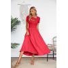 imageVICHYIE Womens Summer Dresses Cutout One Piece Ribbed Maxi Short Sleeve Casual Flowy ALine Long Midi DressRed