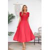 imageVICHYIE Womens Summer Dresses Cutout One Piece Ribbed Maxi Short Sleeve Casual Flowy ALine Long Midi DressRed
