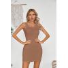 imageVICHYIE Womens Summer Tank Dress Scoop Neck Ribbed Sleeveless Bodycon Mini Slim Fitted Pencil DressesKhaki