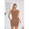 imageVICHYIE Womens Summer Tank Dress Scoop Neck Ribbed Sleeveless Bodycon Mini Slim Fitted Pencil DressesKhaki
