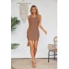 imageVICHYIE Womens Summer Tank Dress Scoop Neck Ribbed Sleeveless Bodycon Mini Slim Fitted Pencil DressesKhaki