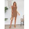 imageVICHYIE Womens Summer Tank Dress Scoop Neck Ribbed Sleeveless Bodycon Mini Slim Fitted Pencil DressesKhaki