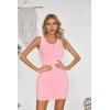 imageVICHYIE Womens Summer Tank Dress Scoop Neck Ribbed Sleeveless Bodycon Mini Slim Fitted Pencil DressesPink
