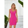 imageVICHYIE Womens Summer Tank Dresses Ribbed Bodycon Mini Sleeveless Casual Slim Fitted Pencil DressesHot Pink