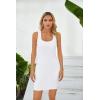 imageVICHYIE Womens Summer Tank Dresses Ribbed Bodycon Mini Sleeveless Casual Slim Fitted Pencil DressesWhite