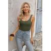 imageVICHYIE Womens Summer Tank Tops Square Neck Sleeveless Low Cut Sexy Shirts Ribbed Slim Fitted Casual Basic Top BlousesGreen