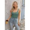 imageVICHYIE Womens Summer Tank Tops Square Neck Sleeveless Low Cut Sexy Shirts Ribbed Slim Fitted Casual Basic Top BlousesMoss Green