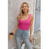 imageVICHYIE Womens Summer Tank Tops Square Neck Sleeveless Low Cut Sexy Shirts Ribbed Slim Fitted Casual Basic Top BlousesPink
