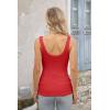 imageVICHYIE Womens Summer Tank Tops Square Neck Sleeveless Low Cut Sexy Shirts Ribbed Slim Fitted Casual Basic Top BlousesRed