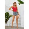 imageVICHYIE Womens Summer Tank Tops Square Neck Sleeveless Low Cut Sexy Shirts Ribbed Tanks Slim Fitted Casual Basic Tee ShirtRed