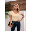 imageVICHYIE Womens Tops V Neck Summer Short Sleeve Casual Slim Fitted TshirtApricot