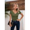 imageVICHYIE Womens Tops V Neck Summer Short Sleeve Casual Slim Fitted TshirtArmy Green