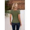 imageVICHYIE Womens Tops V Neck Summer Short Sleeve Casual Slim Fitted TshirtArmy Green