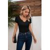 imageVICHYIE Womens Tops V Neck Summer Short Sleeve Casual Slim Fitted TshirtBlack
