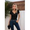 imageVICHYIE Womens Tops V Neck Summer Short Sleeve Casual Slim Fitted TshirtBlack
