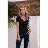 imageVICHYIE Womens Tops V Neck Summer Short Sleeve Casual Slim Fitted TshirtBlack