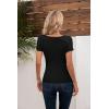 imageVICHYIE Womens Tops V Neck Summer Short Sleeve Casual Slim Fitted TshirtBlack