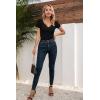 imageVICHYIE Womens Tops V Neck Summer Short Sleeve Casual Slim Fitted TshirtBlack