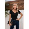 imageVICHYIE Womens Tops V Neck Summer Short Sleeve Casual Slim Fitted TshirtBlack