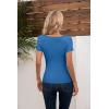 imageVICHYIE Womens Tops V Neck Summer Short Sleeve Casual Slim Fitted TshirtBlue