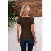 imageVICHYIE Womens Tops V Neck Summer Short Sleeve Casual Slim Fitted TshirtCoffee