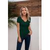 imageVICHYIE Womens Tops V Neck Summer Short Sleeve Casual Slim Fitted TshirtDark Green