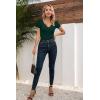 imageVICHYIE Womens Tops V Neck Summer Short Sleeve Casual Slim Fitted TshirtDark Green