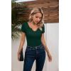 imageVICHYIE Womens Tops V Neck Summer Short Sleeve Casual Slim Fitted TshirtDark Green