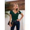 imageVICHYIE Womens Tops V Neck Summer Short Sleeve Casual Slim Fitted TshirtDark Green