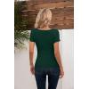 imageVICHYIE Womens Tops V Neck Summer Short Sleeve Casual Slim Fitted TshirtDark Green