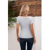 imageVICHYIE Womens Tops V Neck Summer Short Sleeve Casual Slim Fitted TshirtGrey