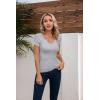 imageVICHYIE Womens Tops V Neck Summer Short Sleeve Casual Slim Fitted TshirtGrey