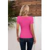 imageVICHYIE Womens Tops V Neck Summer Short Sleeve Casual Slim Fitted TshirtHot Pink