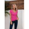 imageVICHYIE Womens Tops V Neck Summer Short Sleeve Casual Slim Fitted TshirtHot Pink