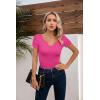imageVICHYIE Womens Tops V Neck Summer Short Sleeve Casual Slim Fitted TshirtHot Pink