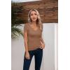 imageVICHYIE Womens Tops V Neck Summer Short Sleeve Casual Slim Fitted TshirtKhaki