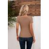 imageVICHYIE Womens Tops V Neck Summer Short Sleeve Casual Slim Fitted TshirtKhaki