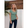 imageVICHYIE Womens Tops V Neck Summer Short Sleeve Casual Slim Fitted TshirtMoss Green