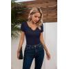 imageVICHYIE Womens Tops V Neck Summer Short Sleeve Casual Slim Fitted TshirtNavy Blue