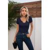 imageVICHYIE Womens Tops V Neck Summer Short Sleeve Casual Slim Fitted TshirtNavy Blue