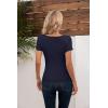 imageVICHYIE Womens Tops V Neck Summer Short Sleeve Casual Slim Fitted TshirtNavy Blue