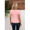 imageVICHYIE Womens Tops V Neck Summer Short Sleeve Casual Slim Fitted TshirtPink