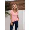 imageVICHYIE Womens Tops V Neck Summer Short Sleeve Casual Slim Fitted TshirtPink
