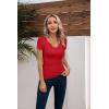imageVICHYIE Womens Tops V Neck Summer Short Sleeve Casual Slim Fitted TshirtRed