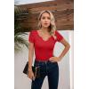 imageVICHYIE Womens Tops V Neck Summer Short Sleeve Casual Slim Fitted TshirtRed
