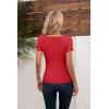 imageVICHYIE Womens Tops V Neck Summer Short Sleeve Casual Slim Fitted TshirtRed