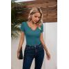 imageVICHYIE Womens Tops V Neck Summer Short Sleeve Casual Slim Fitted TshirtTeal