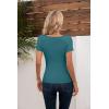 imageVICHYIE Womens Tops V Neck Summer Short Sleeve Casual Slim Fitted TshirtTeal